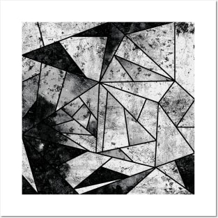 Modern Black and White Geometric Stone Posters and Art